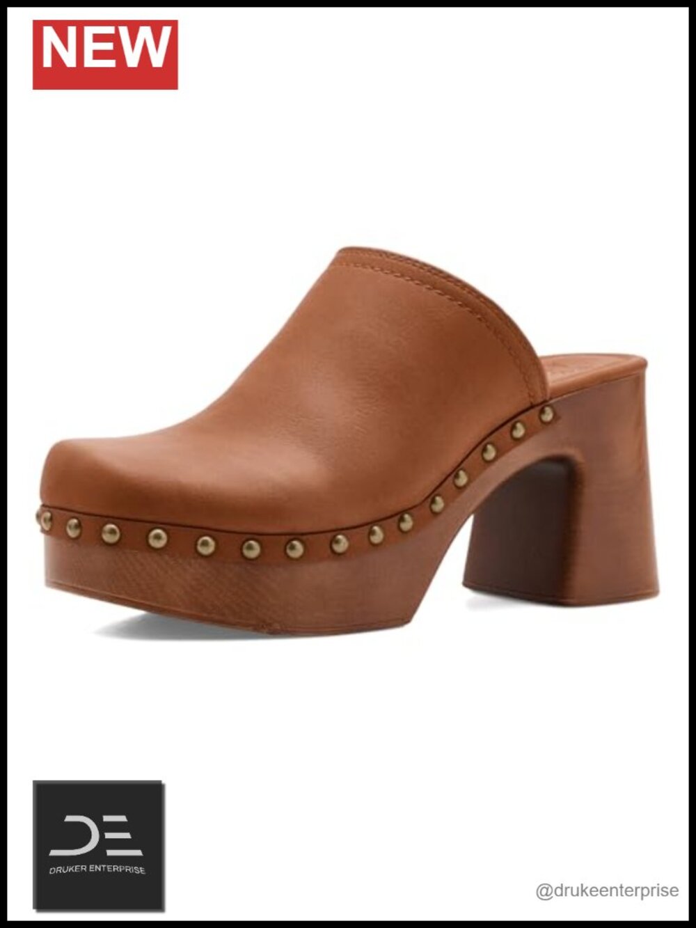 Wylie Clogs Faux Leather Chunky Block Heel Slip-On 70s Womens Shoes